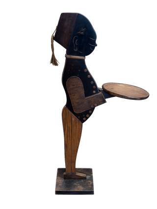 1413625 CARVED WOOD BELL BOY CARD STAND