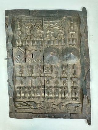 1413777 DOGON SOCIETY CARVED WOODEN DOOR (or GRANARY SHUTTER), MALI