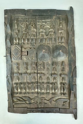 1413777 DOGON SOCIETY CARVED WOODEN DOOR (or GRANARY SHUTTER), MALI