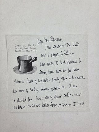 GROWING UP ON THE CHOCOLATE DIET, A MEMOIR WITH RECIPES [ALS]