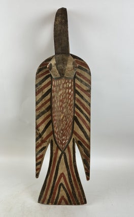 1413824 BOBO PAINTED WOODEN (RED & BLACK) BIRD SHOULDER MASK, BURKINA FASO