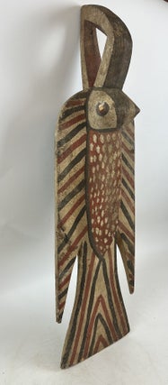 BOBO PAINTED WOODEN (RED & BLACK) BIRD SHOULDER MASK, BURKINA FASO