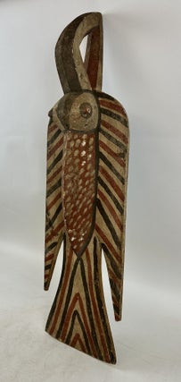BOBO PAINTED WOODEN (RED & BLACK) BIRD SHOULDER MASK, BURKINA FASO