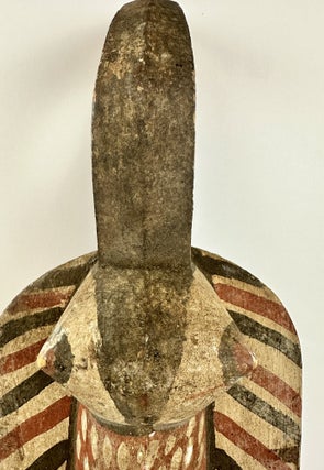 BOBO PAINTED WOODEN (RED & BLACK) BIRD SHOULDER MASK, BURKINA FASO