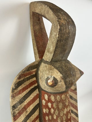 BOBO PAINTED WOODEN (RED & BLACK) BIRD SHOULDER MASK, BURKINA FASO