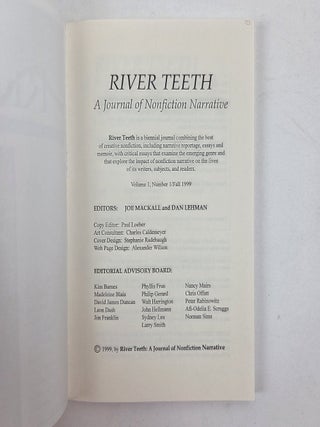 RIVER TEETH: A JOURNAL OF NONFICTION NARRATIVE [with] [ALS TO SUSAN SHEEHAN]