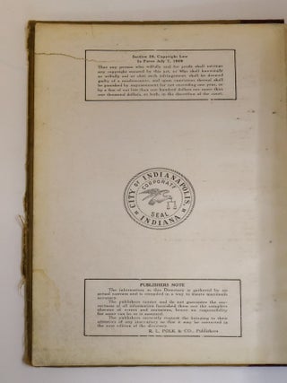 POLK'S INDIANAPOLIS (INDIANA) CITY DIRECTORY VOL. LXXV