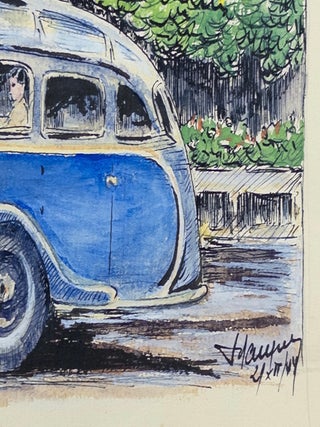 ORIGINAL 1944 WATERCOLOR PAINTING DEPICTING AMERICAN RED CROSS "RAINBOW CORNER" [Signed]