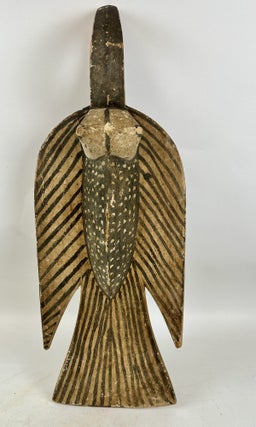 1413951 BOBO PAINTED WOODEN (BLACK & BEIGE) BIRD SHOULDER MASK, BURKINA FASO