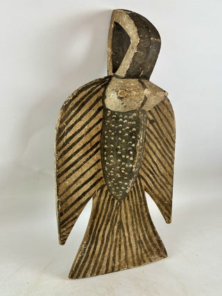 BOBO PAINTED WOODEN (BLACK & BEIGE) BIRD SHOULDER MASK, BURKINA FASO
