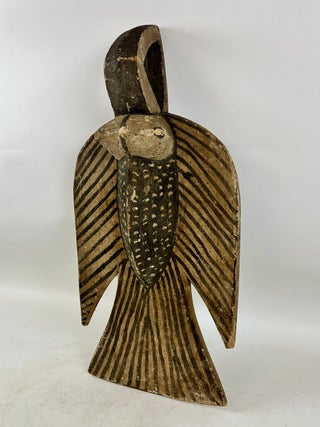 BOBO PAINTED WOODEN (BLACK & BEIGE) BIRD SHOULDER MASK, BURKINA FASO