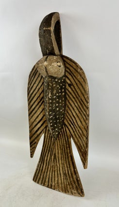BOBO PAINTED WOODEN (BLACK & BEIGE) BIRD SHOULDER MASK, BURKINA FASO