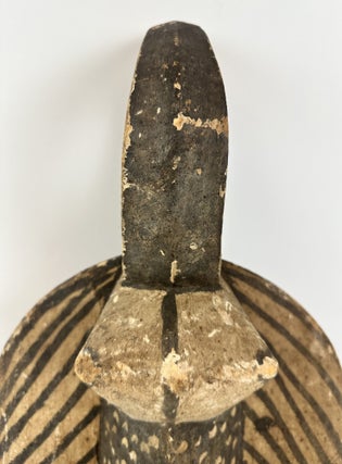 BOBO PAINTED WOODEN (BLACK & BEIGE) BIRD SHOULDER MASK, BURKINA FASO