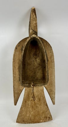 BOBO PAINTED WOODEN (BLACK & BEIGE) BIRD SHOULDER MASK, BURKINA FASO
