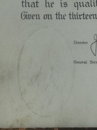 ORIGINAL TRUMAN W. BROPHY ADMITTANCE LETTER TO THE AMERICAN COLLEGE OF SURGEONS