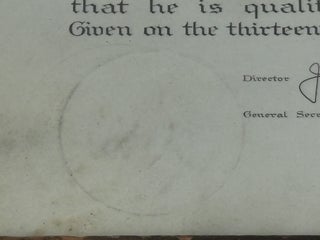 ORIGINAL TRUMAN W. BROPHY ADMITTANCE LETTER TO THE AMERICAN COLLEGE OF SURGEONS