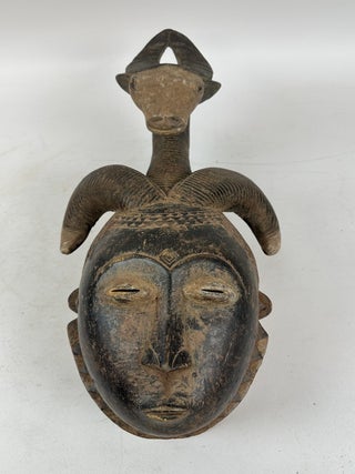 1413982 YAURE WOODEN HUMAN AND ANTELOPE MASK, IVORY COAST