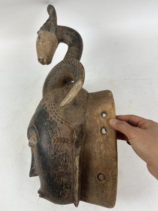YAURE WOODEN HUMAN AND ANTELOPE MASK, IVORY COAST