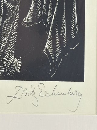 ORIGINAL WOOD ENGRAVING TITLED "THE FOLLIES OF WORSHIPPING IDOLS" [Signed]