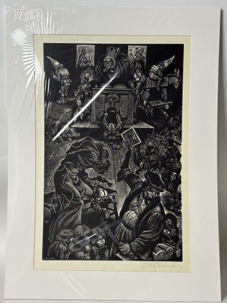 1414299 ORIGINAL WOOD ENGRAVING TITLED "THE FOLLIES OF TEACHING" [Signed]. Fritz...