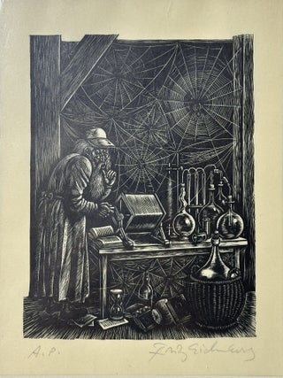ORIGINAL WOOD ENGRAVING "THE CHEMIST" [Signed]