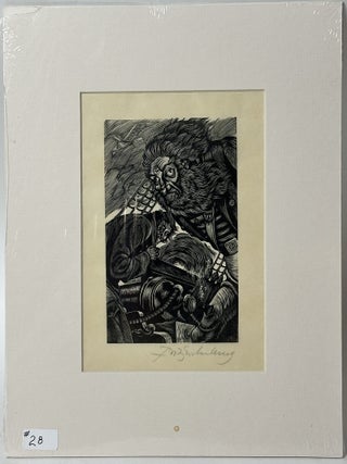 1414390 ORIGINAL WOOD ENGRAVING "MANUSCRIPT FOUND IN A BOTTLE" [Signed]. Fritz Eichenberg