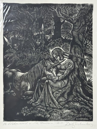 ORIGINAL WOOD ENGRAVING "THE KITCHEN MAID AND THE UNICORN" A.P. (Signed)