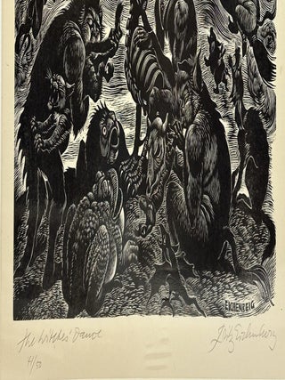 ORIGINAL WOOD ENGRAVING TITLED "THE WITCHES DANCE" [Signed]