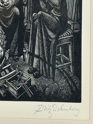 ORIGINAL WOOD ENGRAVING TITLED "THE AUNTS" [Signed]