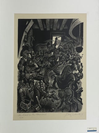 1414473 ORIGINAL WOOD ENGRAVING "THE RAID ON THE HOUSESTEAD" [Signed]. Fritz Eichenberg