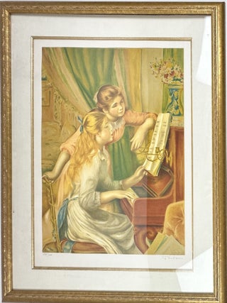 LITHOGRAPH REPRODUCTION PRINT "YOUNG GIRLS AT THE PIANO" [Signed