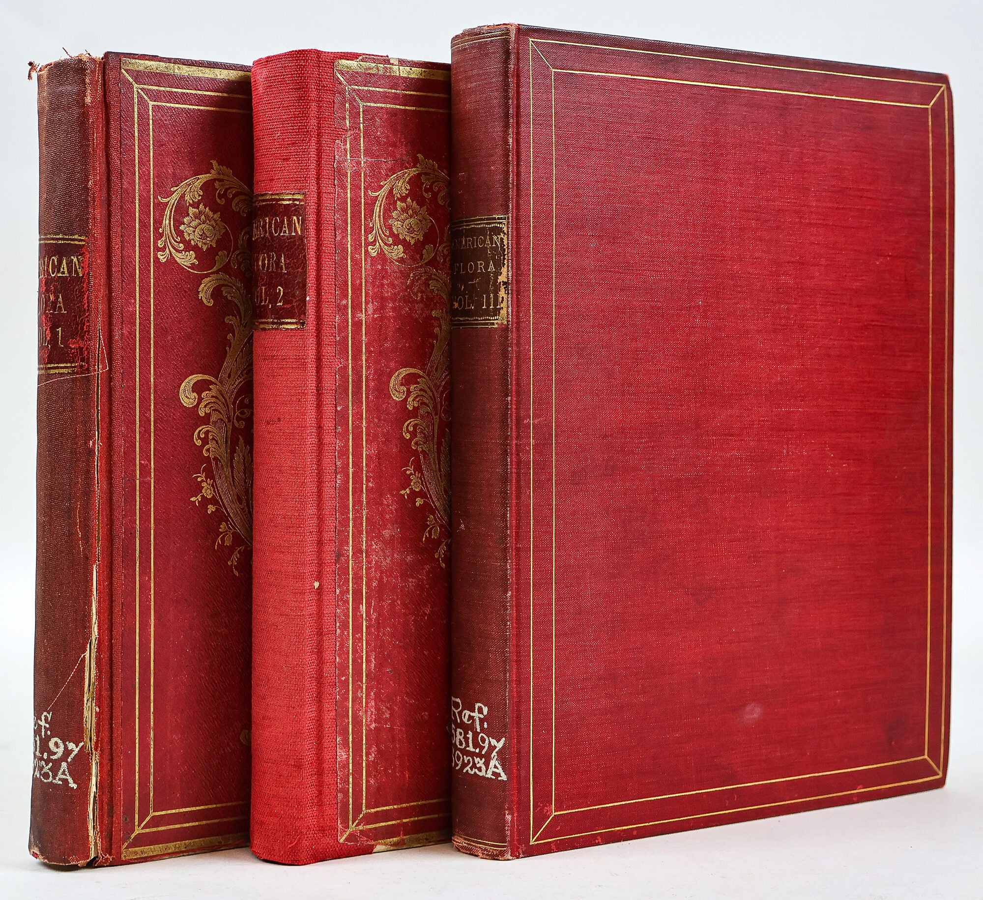 1414488 THE AMERICAN FLORA OR HISTORY OF PLANTS AND WILD FLOWERS CONTAINING A SYSTEMATIC AND GENERAL DESCRIPTION, NATURAL HISTORY, CHEMICAL AND MEDICAL PROPERTIES [Three volumes}. A. B. Stong, M. D.