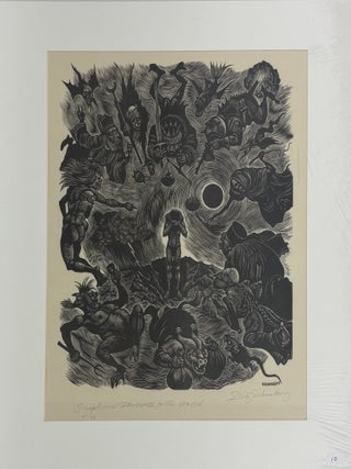 1414522 ORIGINAL WOOD ENGRAVING "SIMPLICIUS' FAREWELL TO THE WORLD" [Signed]....
