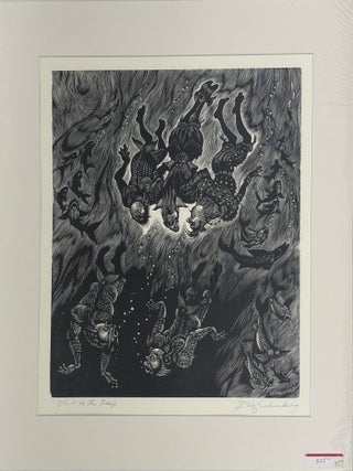 1414530 ORIGINAL WOOD ENGRAVING "VISIT TO THE DEEP" [Signed]. Fritz Eichenberg