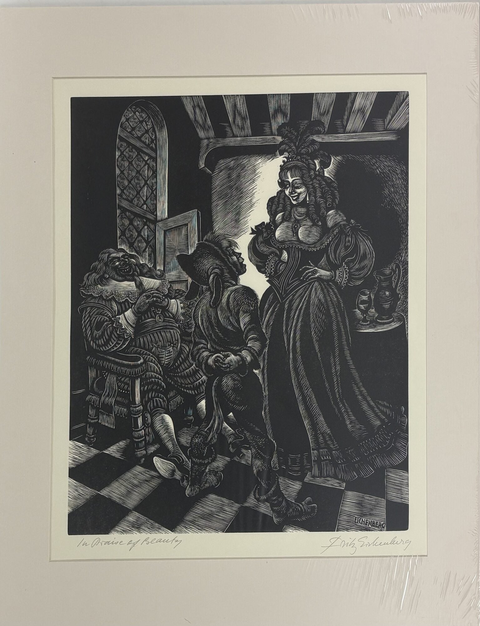 1414571 ORIGINAL WOOD ENGRAVING "IN PRAISE OF BEAUTY" [Signed]. Fritz Eichenberg.