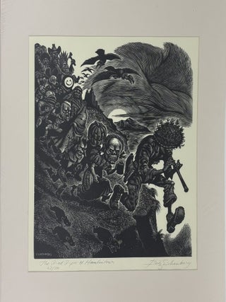 1414575 ORIGINAL WOOD ENGRAVING "THE PIED PIPER OF HAMLINTOWN" [Signed]. Fritz Eichenberg