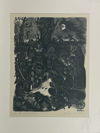 1414576 ORIGINAL WOOD ENGRAVING "THE DEVIL OF GAMBLING" [Signed]. Fritz Eichenberg