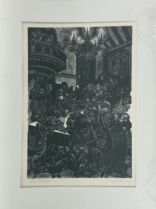 1414577 ORIGINAL WOOD ENGRAVING "THE BANQUET" [Signed]. Fritz Eichenberg