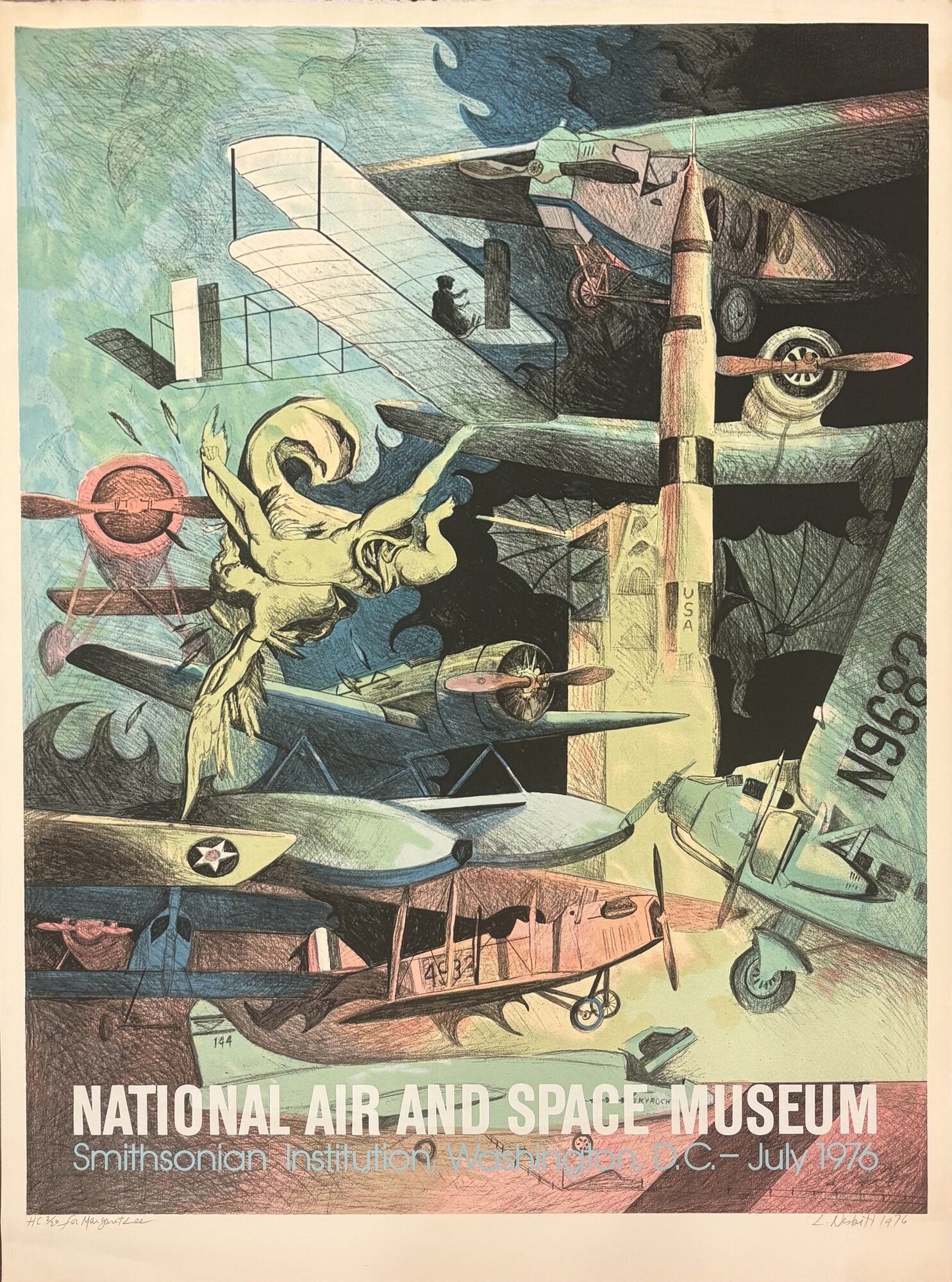 1414686 ORIGINAL NATIONAL AIR AND SPACE MUSEUM SMITHSONIAN POSTER [Signed]. Lowell Nesbitt.