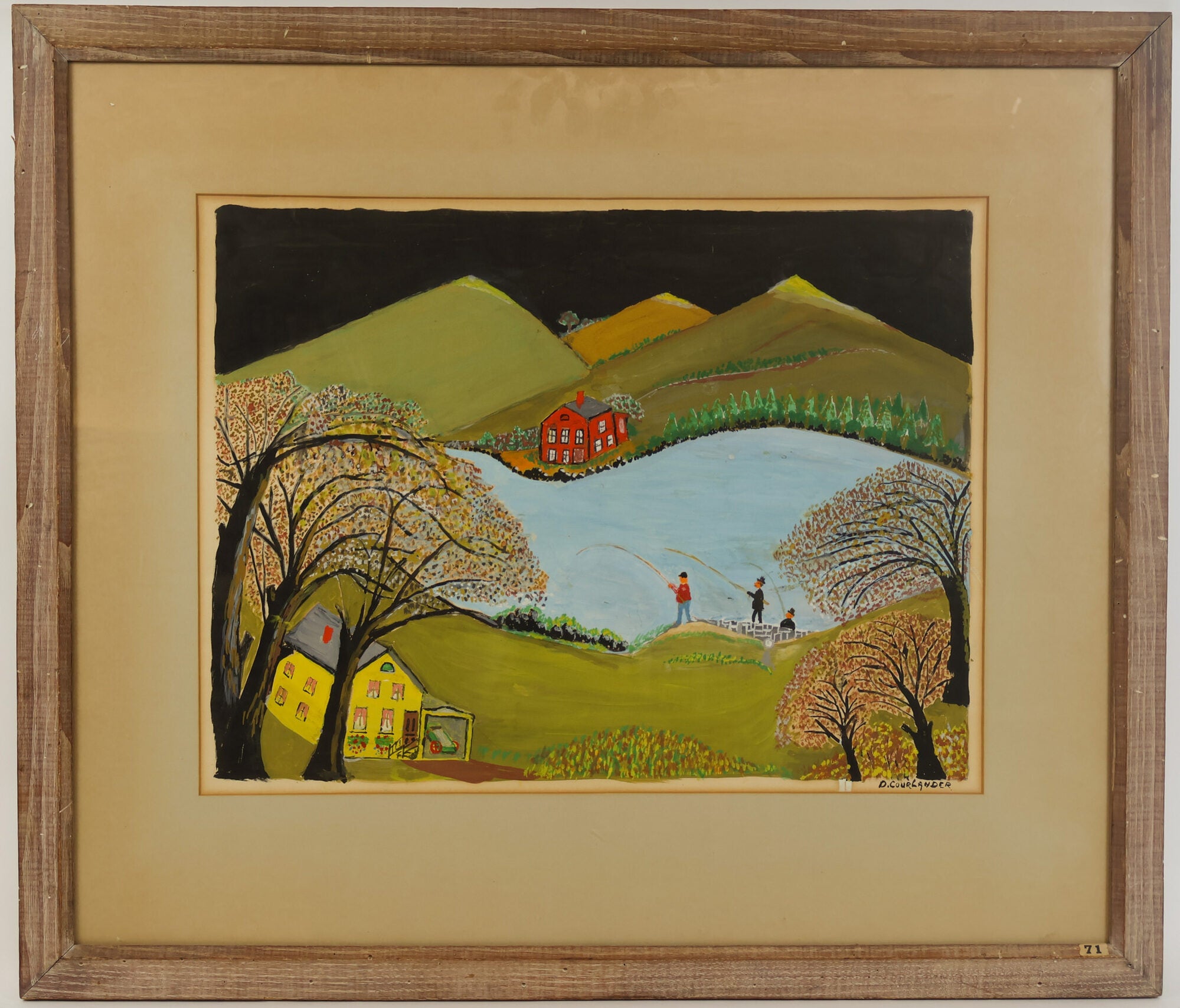 1415015 ORIGINAL PAINTING TITLED "FISHING AT MOUNTAIN LAKE" [Signed]. David Courlander.