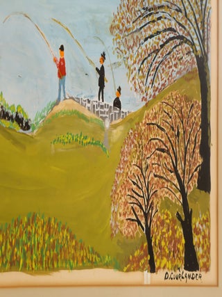 ORIGINAL PAINTING TITLED "FISHING AT MOUNTAIN LAKE" [Signed]
