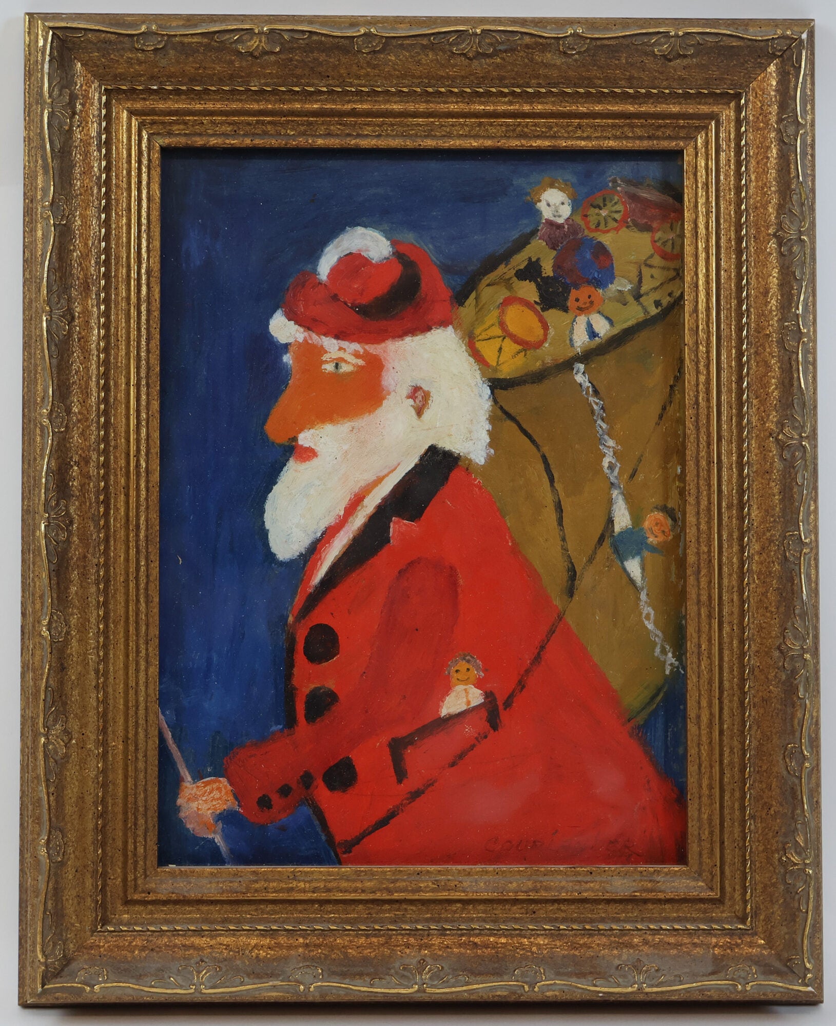 1415023 ORIGINAL PAINTING "JOLLY ST. NICK" [Signed]. David Courlander.