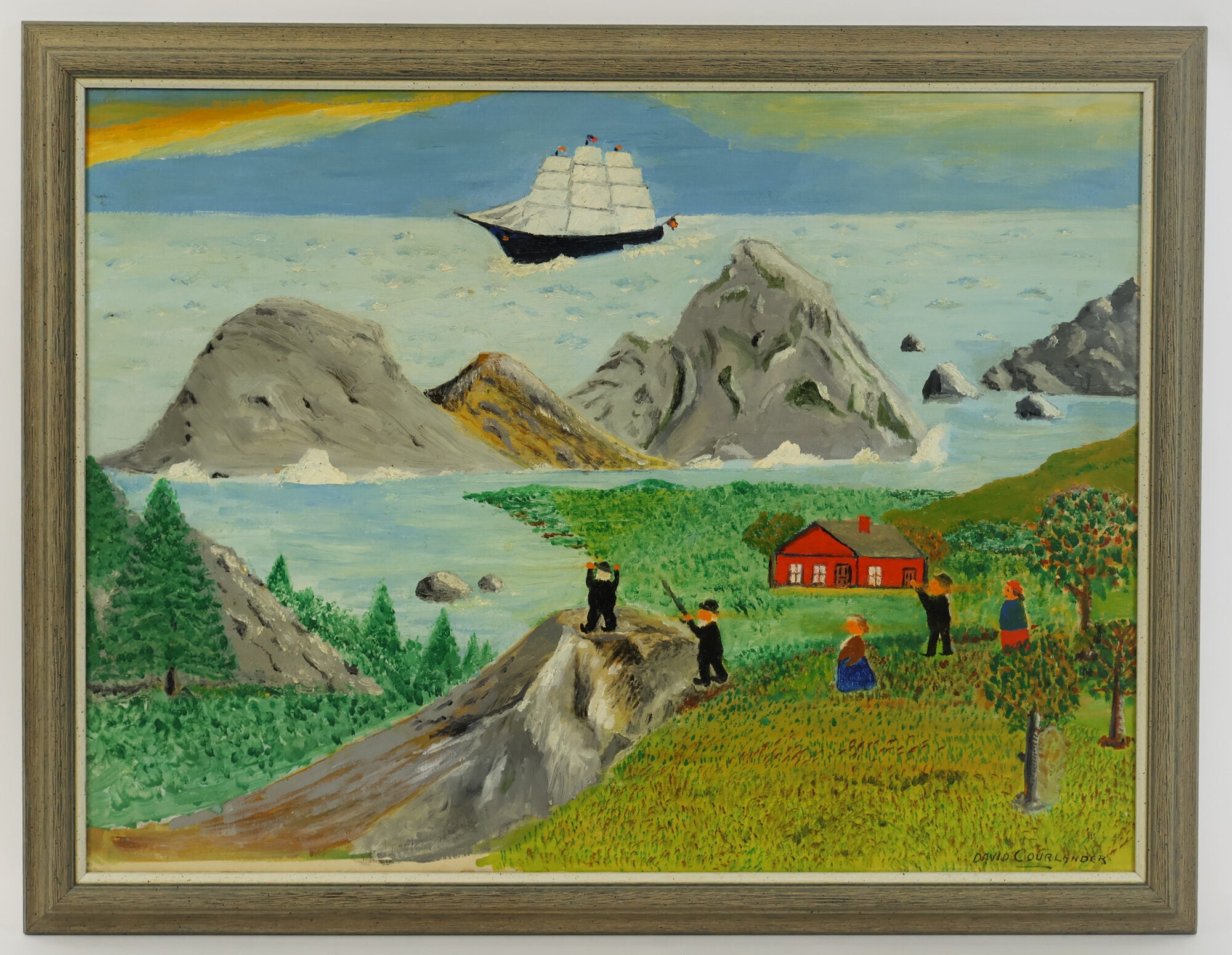 1415036 ORIGINAL PAINTING "THE THREE-MASTERS COMING IN" [Signed]. David Courlander.