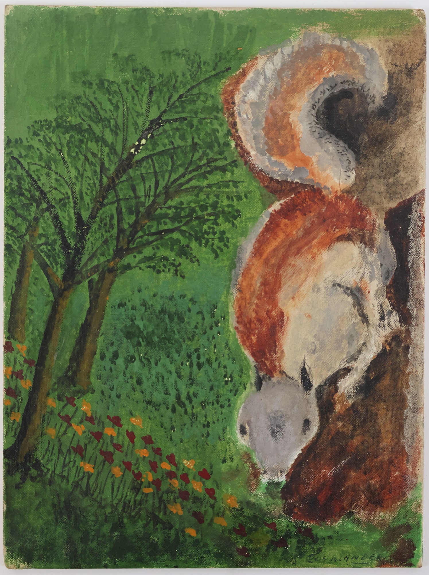 1415045 ORIGINAL PAINTING OF SQUIRREL [Signed]. David Courlander.