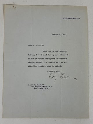 1415064 IVY LEE | SIGNED LETTER TO FREDERICK GARDNER COTTRELL. Ivy Lee, Frederick Gardner Cottrell