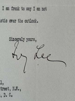 IVY LEE | SIGNED LETTER TO FREDERICK GARDNER COTTRELL