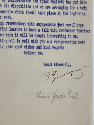 PRINCE GINORI CONTI | SIGNED LETTER TO FREDERICK GARDNER COTTRELL
