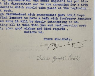 PRINCE GINORI CONTI | SIGNED LETTER TO FREDERICK GARDNER COTTRELL