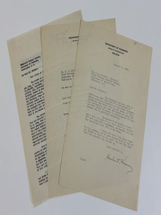 1415084 HERBERT HOOVER | SIGNED LETTERS TO FREDERICK GARDNER COTTRELL. Herbert Hoover, Frederick...