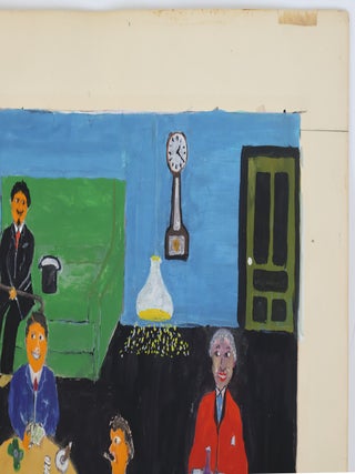 ORIGINAL PAINTING OF CARD PLAYERS AT ROUND TABLE [Signed]